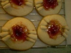 A picture of 4 home made jam cookies with red jam and little cookie fingers to make it look like the old shock image goatse. 

So it's a set of cookies that look like a person pulling their asshole incredibly wide