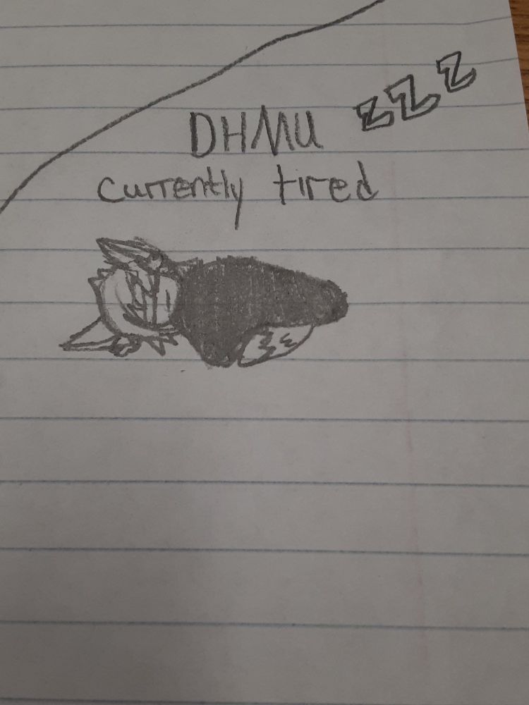 tiny sketch of sleepy fox persona