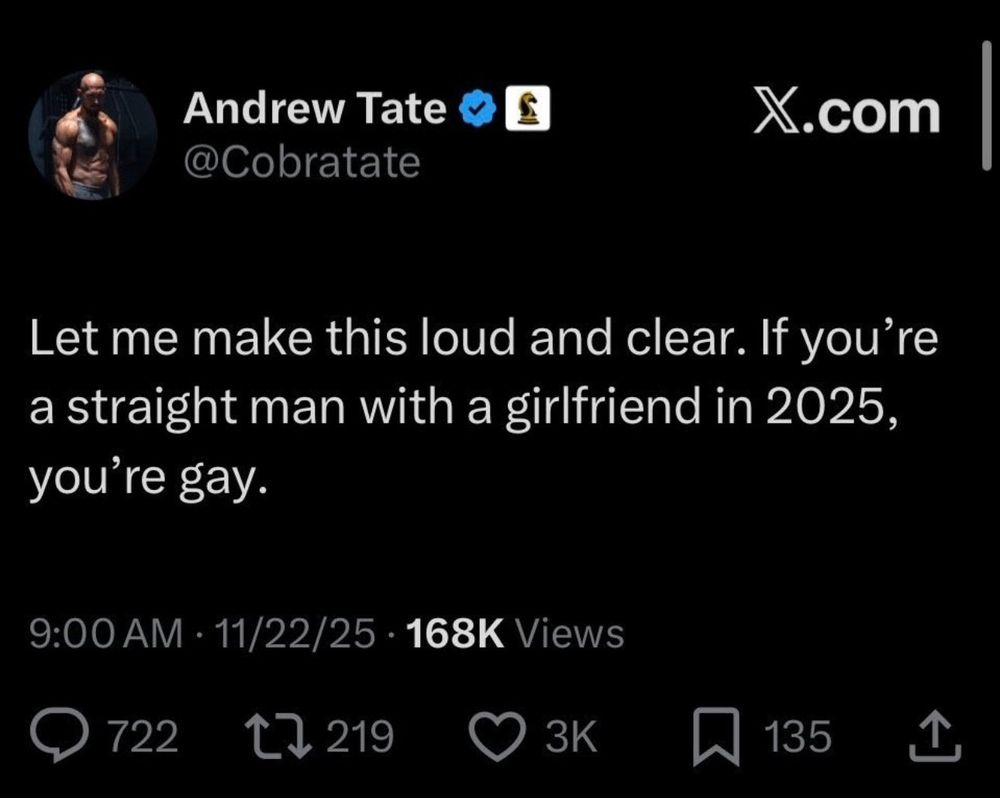 A screenshot of a twitter post from Andrew Tate