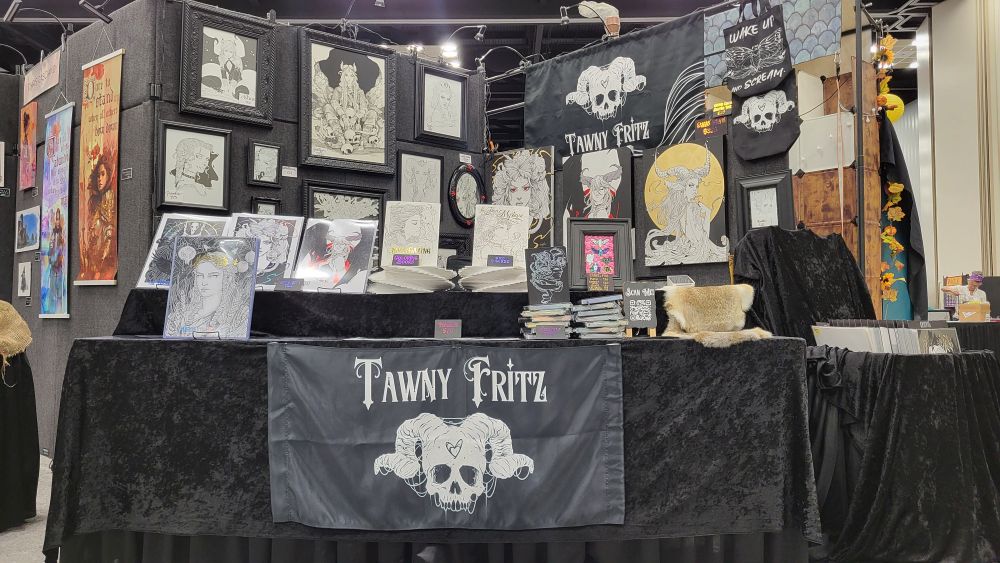 Tawny Fritz at show booth 