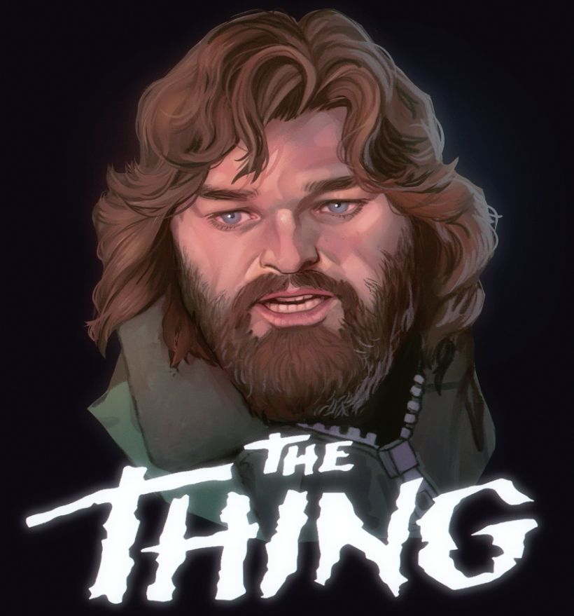 drawing of kurt russell in The Thing