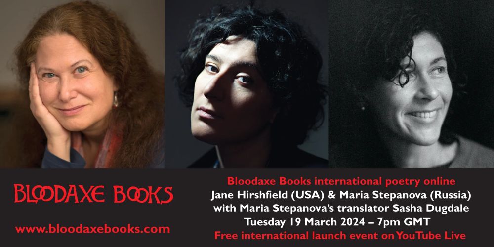 Launch reading by Jane Hirshfield (USA) and Maria Stepanova (Russia) with Sasha Dugdale