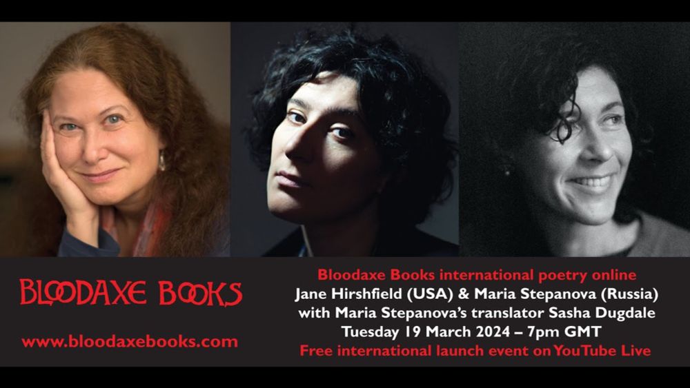 Launch reading by Jane Hirshfield (USA) and Maria Stepanova (Russia) with Sasha Dugdale