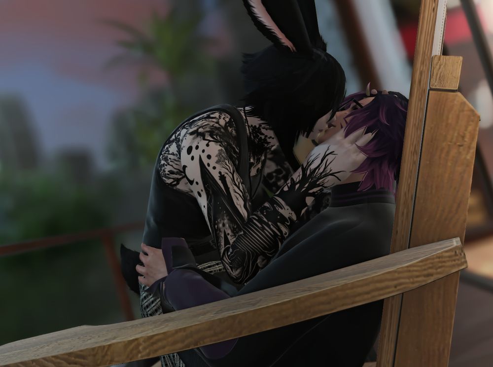 Damien and his friend Leo sharing a kiss at the end of the day.