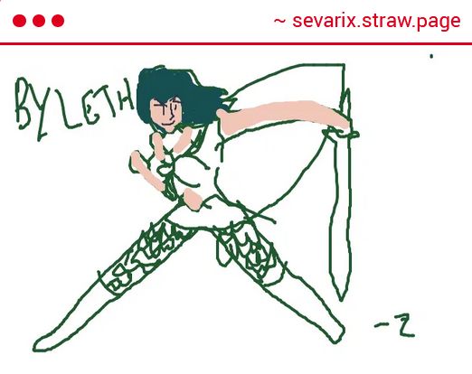 a strawpage doodle of female byleth. the drawing is signed off as '-z' 
