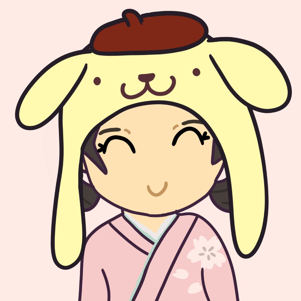 a susato chibi with a pompompurin hat