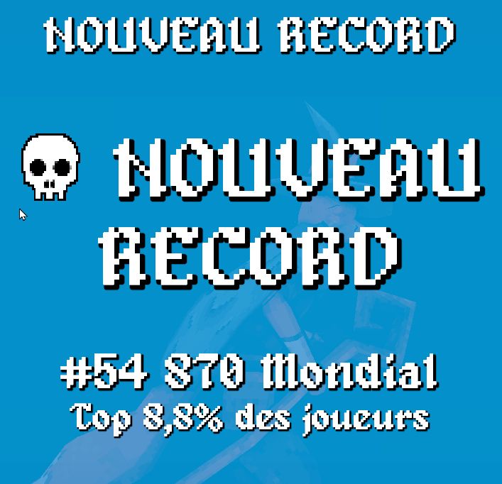 Nouveau record sur le jeu video Megabong, 54870 mondial, top 8.8% des joueurs