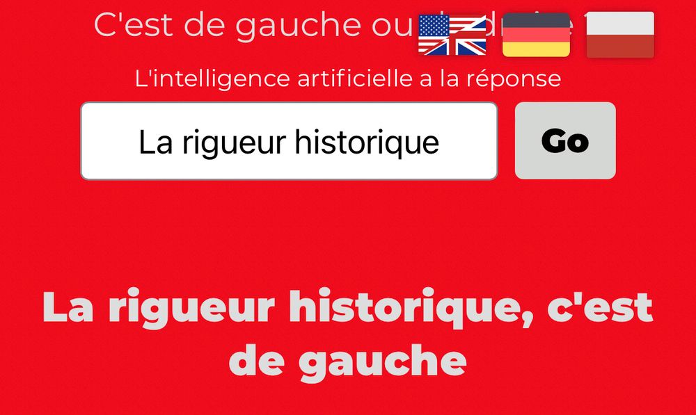 Capture d’écran de « c’est de gauche ou de droite » affichant que la rigueur historique c’est de gauche. Ici, le mécanisme humoristique ce situ dans le décalage en cascade entre l’affirmation et l’argumentation. Merci d’avoir suivi ce tedtalk
