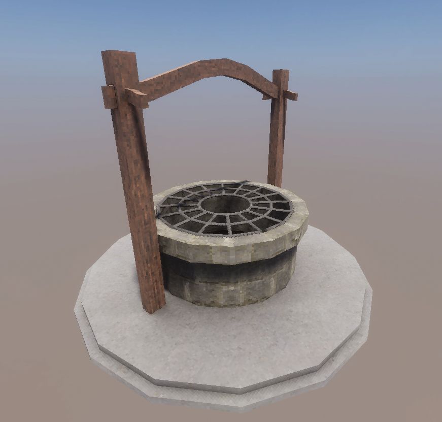 stylized lowpoly water well