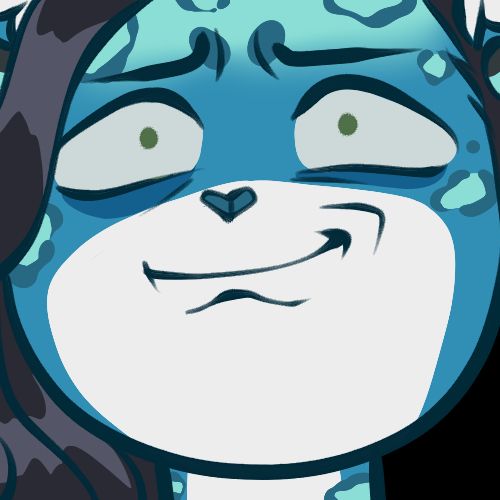 An anthro woman with blue, teal, and white markings looks incredibly overwhelmed and stressed.