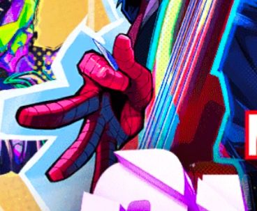 A snippet of the current Marvel Snap splash screen

Spider-Punk is holding a guitar pick next to a guitar, but the tip of the pick is pointing away from the strings in such a way that it will never pick them