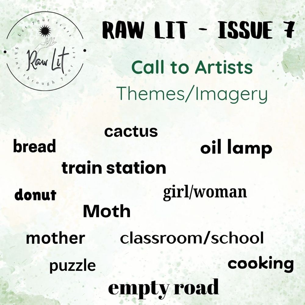 Themes/Imagery
cactus - bread - oil lamp - train station - donut - girl/woman - moth - mother - classroom/school - puzzle - cooking - empty road