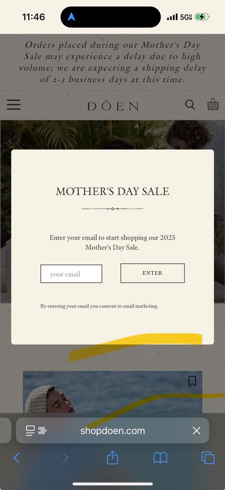 Website with modal for email sign up that cannot be closed. 