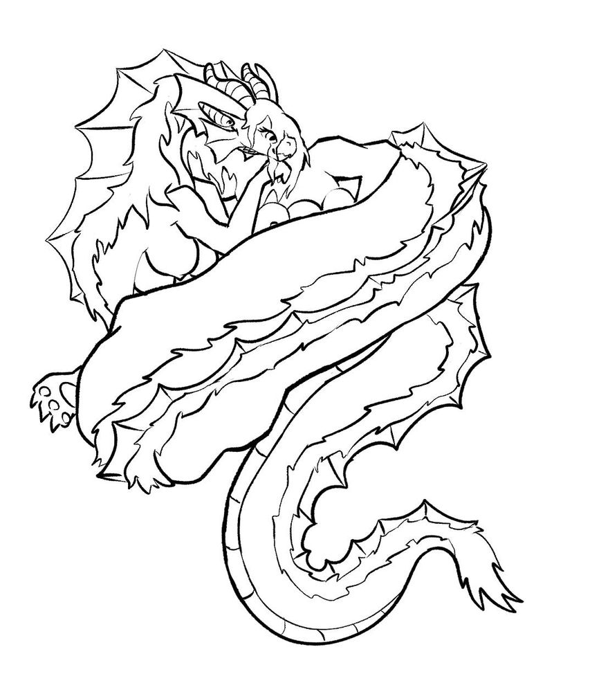 A long eastern dragon coiled up around an unseen figure in the center of their coil