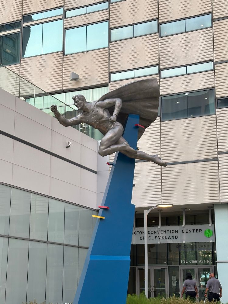 The new Superman statue at the Cleveland Convention Center
