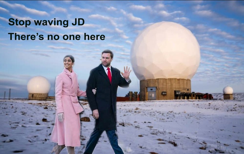 Usha and JD Vance at arctic space base. Stop waving JD. There's no one here.