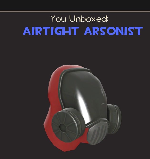 Team Fortress 2 screenshot of an unboxed Airtight Arsonist - a head piece for the Pyro which resembles the Among Us crewmate hat.
