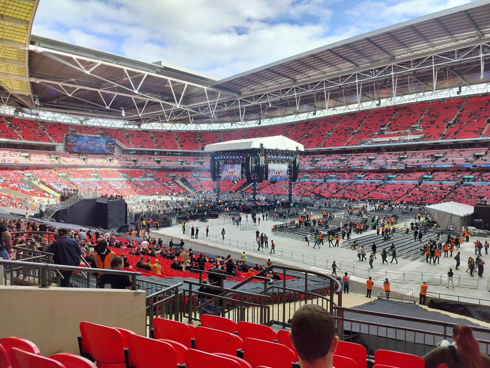 Picture of the AEW ring at Wembley stadium before All In 2023