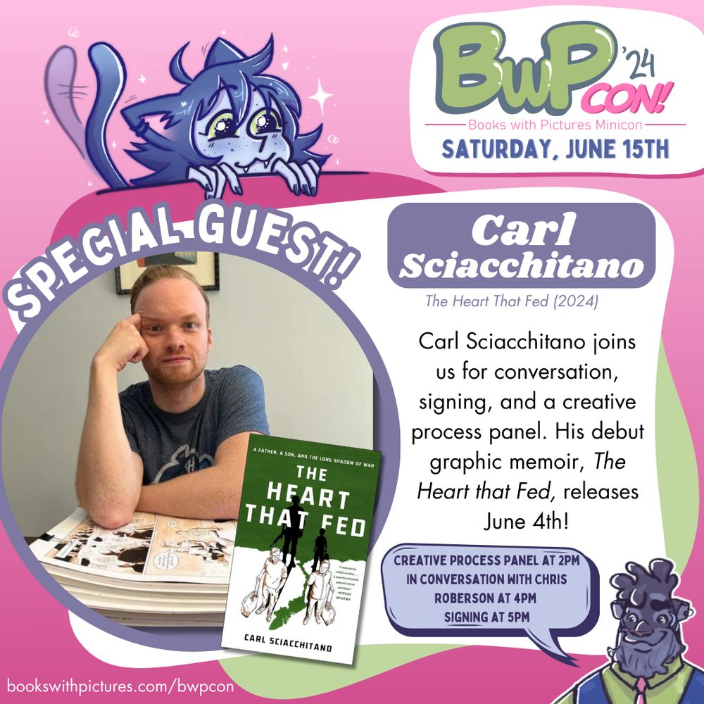 Flier for Books With Pictures Con panel with Carl Sciacchitano