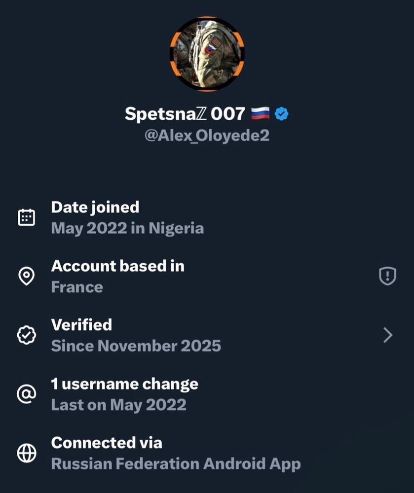 Russischer Account setzt sich mit VPN nach Frankreich. 