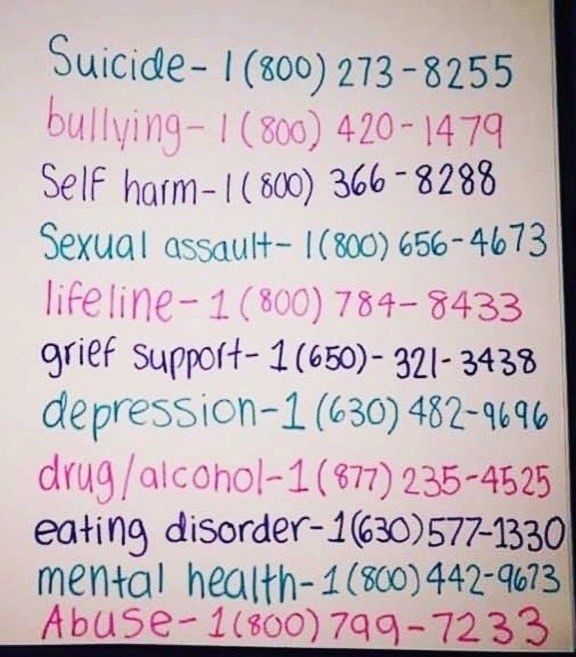 Some numbers to call for help because you're worth it