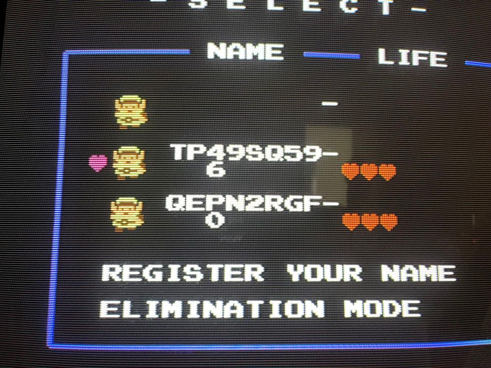 Zelda NES saves with no real value to the data and garbled text strings for file names
