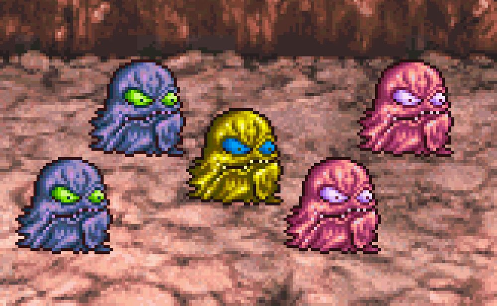 A smorgasbord of Final Fantasy IV's flan enemies