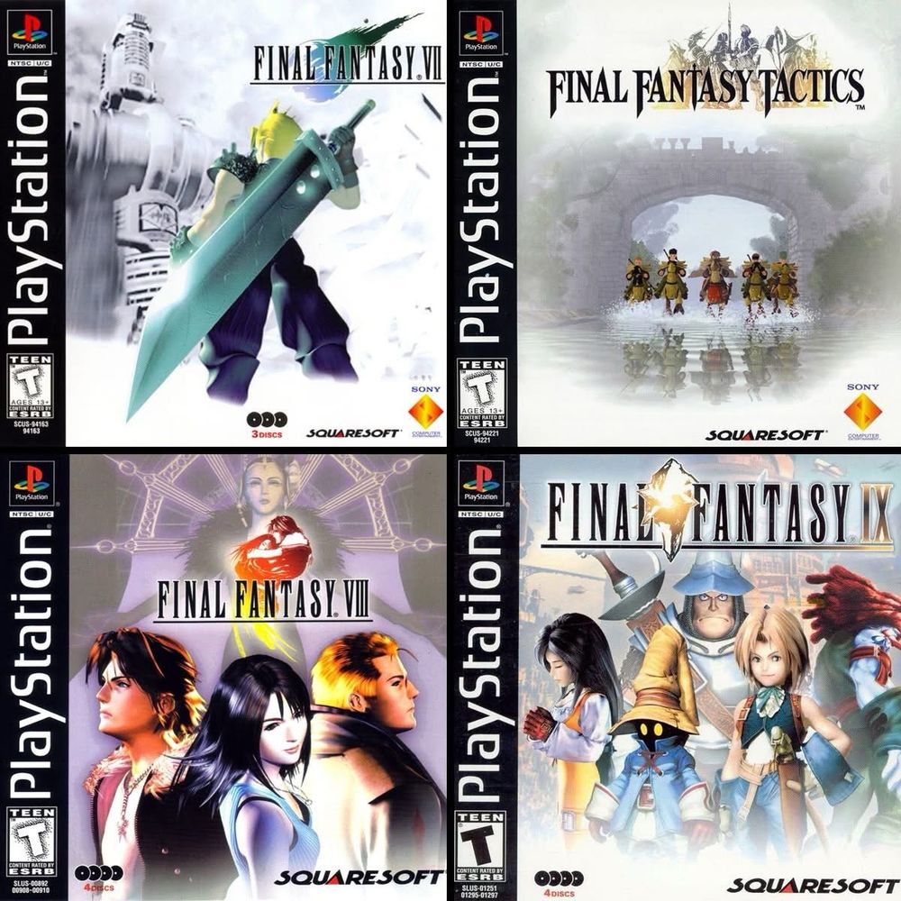 Final Fantasy VII, Tactics, VIII and IX.