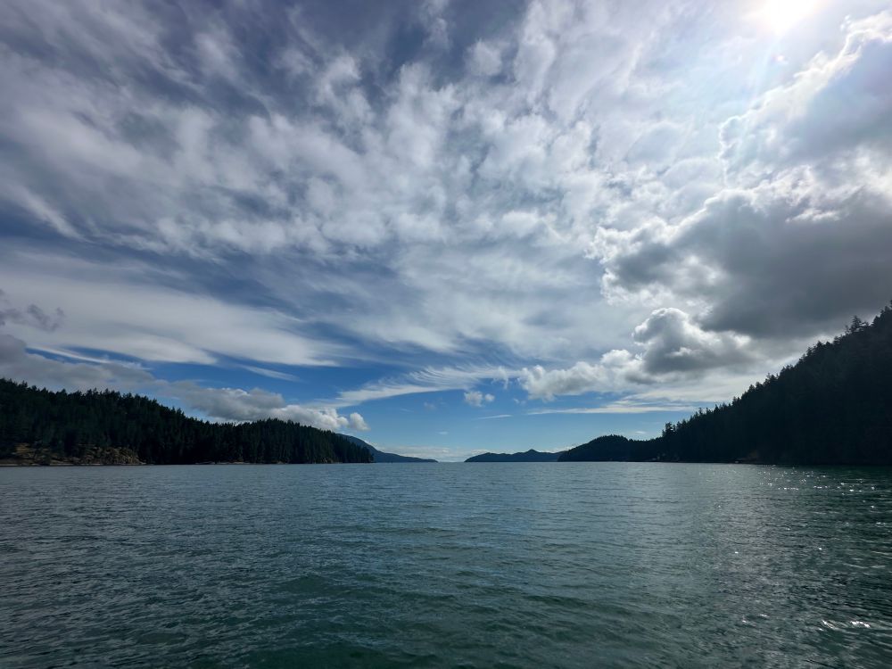 The Pacific Ocean with mountain outlines in the background