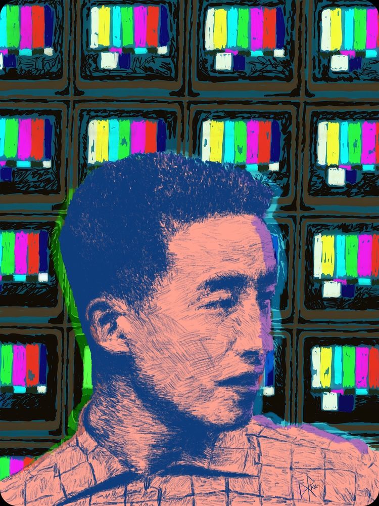 Nam June Paik (Korean: 백남준)
Luminous Beings // Radioactive Decay
Photo: 객석. 1959. -public domain. Sketch art by Don Rice.
Nam June Paik was a South Korean artist. He worked with a variety of media and is considered to be the founder of video art. He is credited with the first use (1974) of the term "electronic super highway" to describe the future of telecommunications.