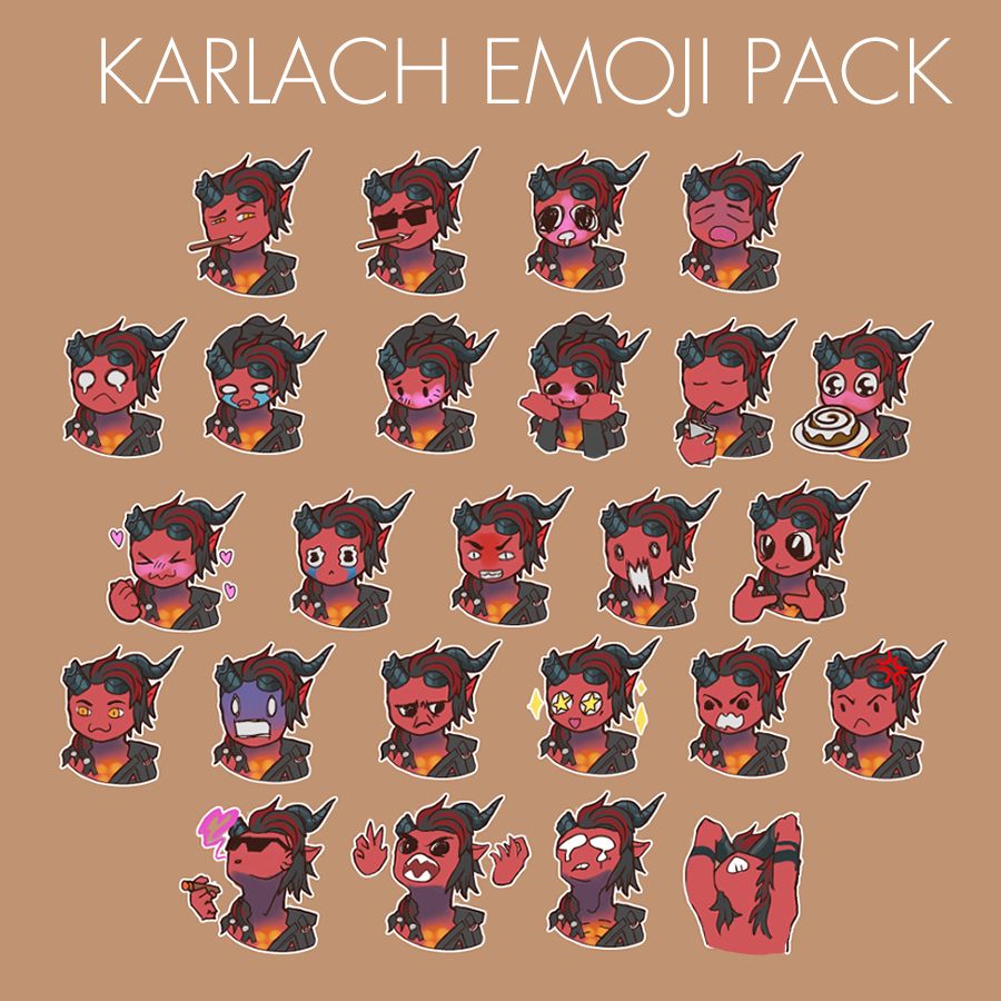 25 Karlach chibi emojis showcasing numerous emotions 