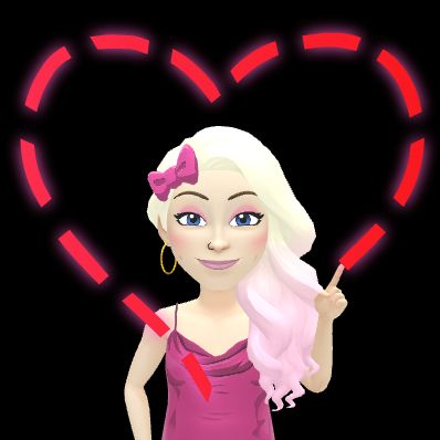 Amanda's Bitmoji, drawing a heart in the air