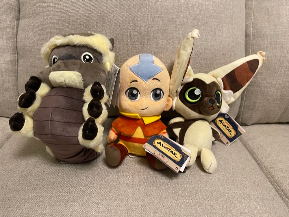 Appa, Aang, and Momo plushies 