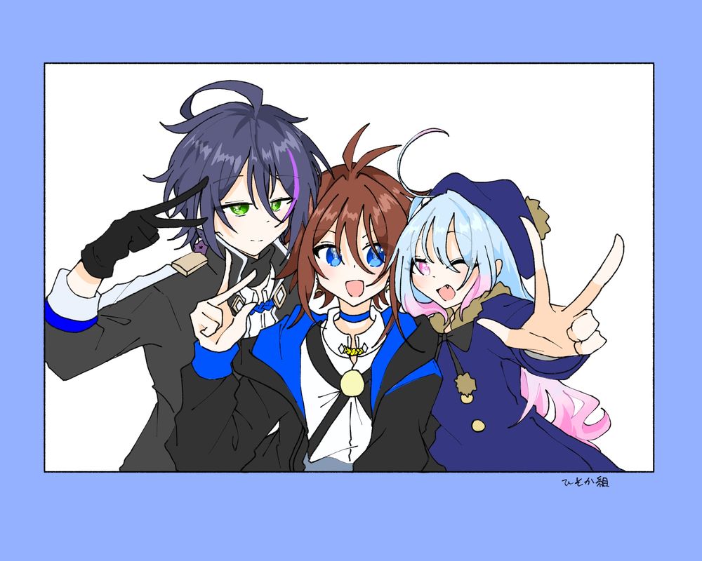 🥝杜若陽響(ｶｷﾂﾊﾞﾀ ﾋﾋﾞｷ)
🍫福柳奏真(ﾌｸﾔﾅｷﾞ ｿｳﾏ)
🍡詩丘歌燐(ｼｵｶ ｶﾘﾝ)