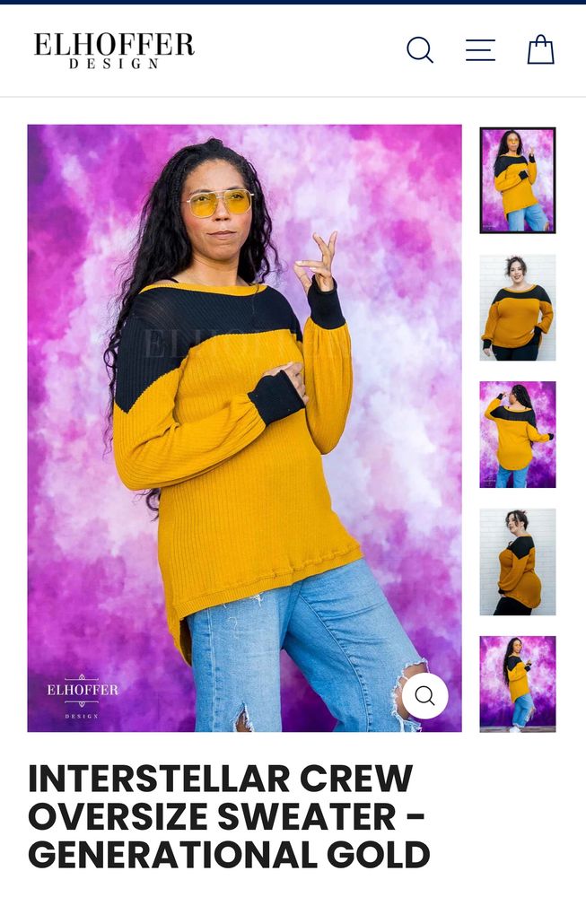 Photo of the Interstellar oversize sweater from Elhoffer Design in gold