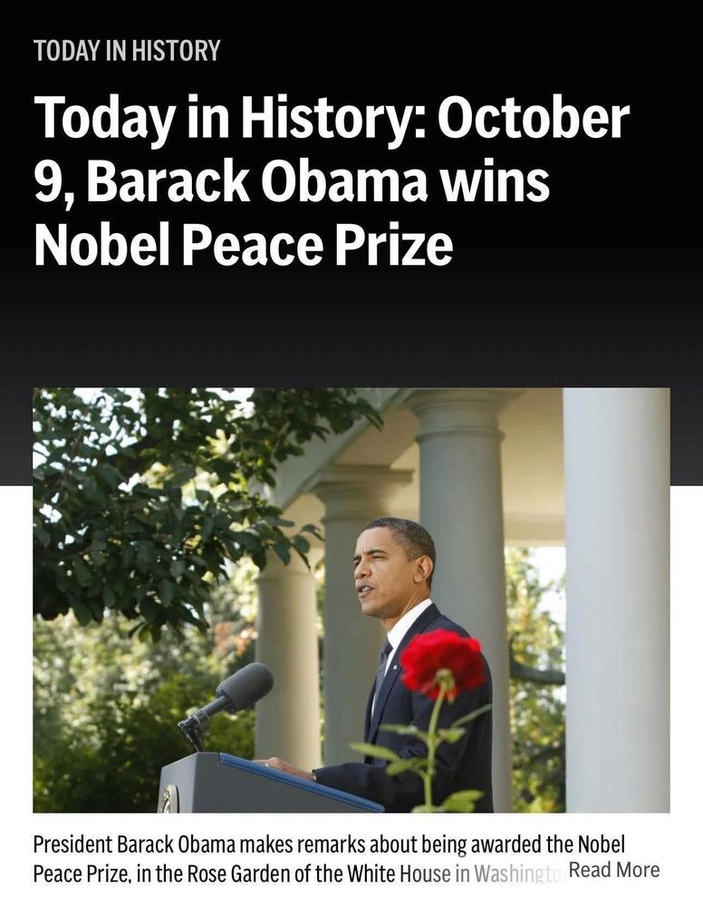 TODAY IN HISTORY
Today in History: October 9, Barack Obama wins Nobel Peace Prize
President Barack Obama makes remarks about being awarded the Nobel Peace Prize, in the Rose Garden of the White House in Washingto Read Moren