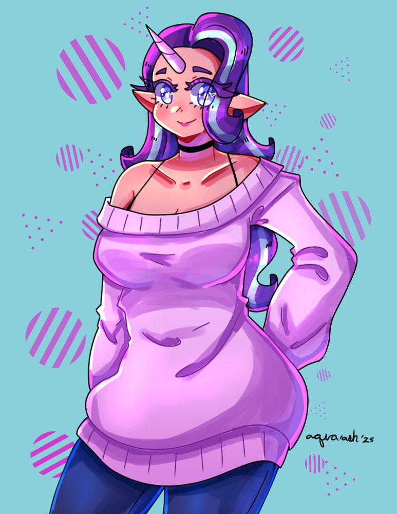 Drawing of humanized starlight glimmer from my little pony with her hand on her hip