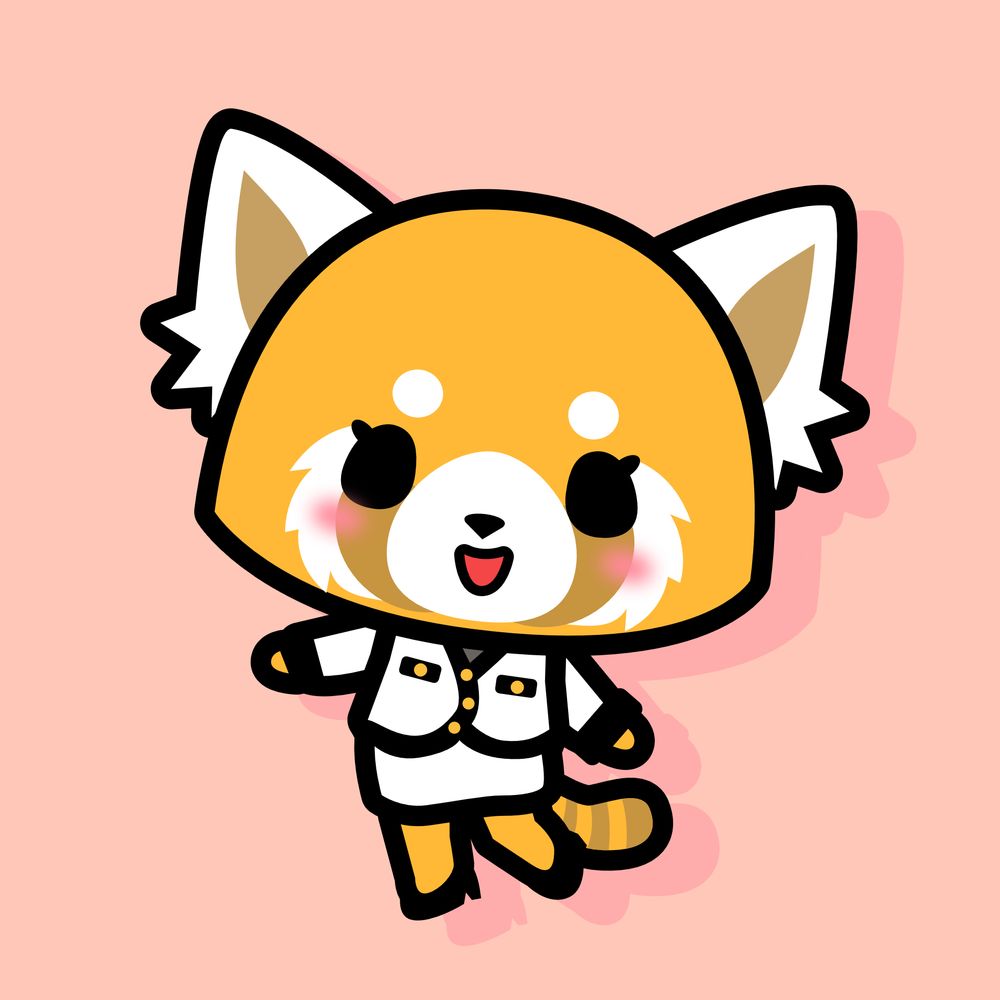 drawing of sanrio aggretsuko with saeko's outfit from yakuza like a dragon