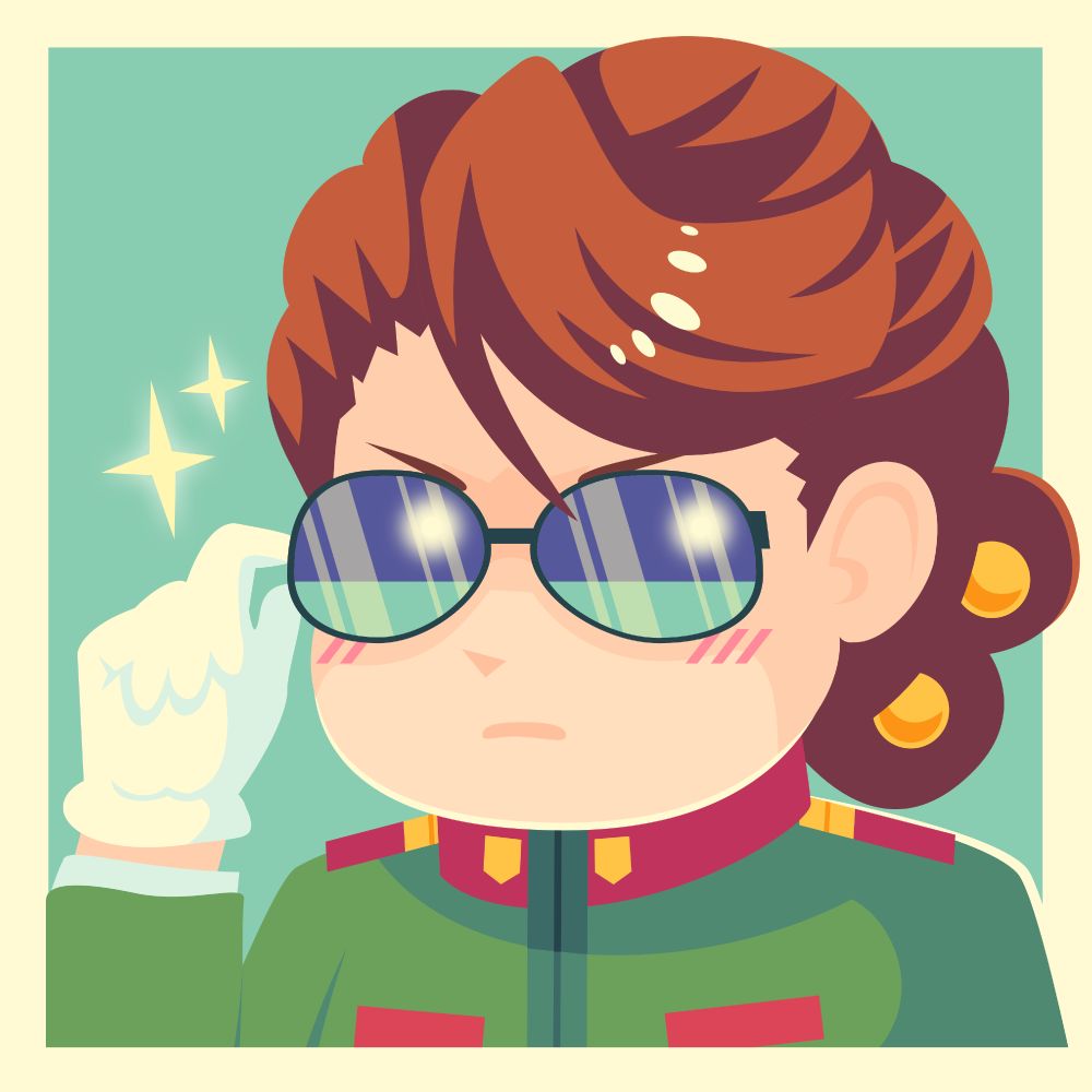 chibi drawing of ayame fujieda from sakura wars wearing aviator shades
