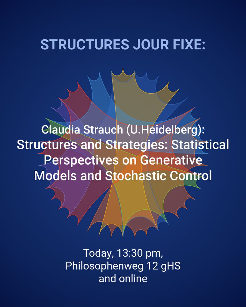 Reminder! Claudia Strauch is speaking today at 13:30
Philosophenweg 12 gHS
Topic: Strategies: Statistical Perspectives on Generative Models and Stochastic