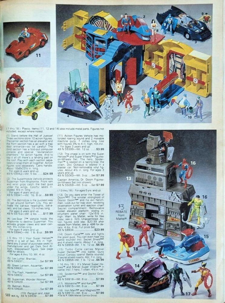Kenner DC Super Powers Collection and Mattel Marvel Superheroes Secret Wars action figures, vehicles and playset 