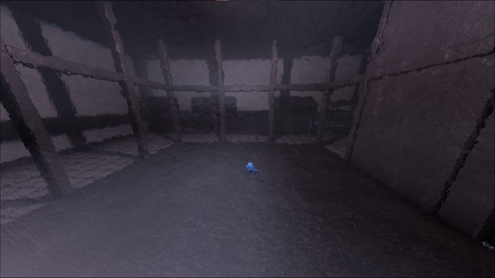 Godot plushie in containment.