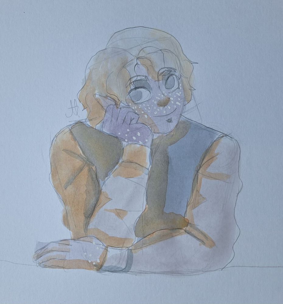 A character with purple skin and white hair chilling