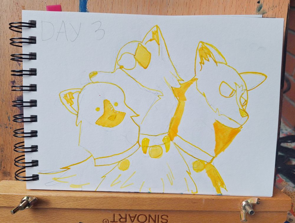 Cerberus where the middle head is chewing on the right head. The left head is done with them