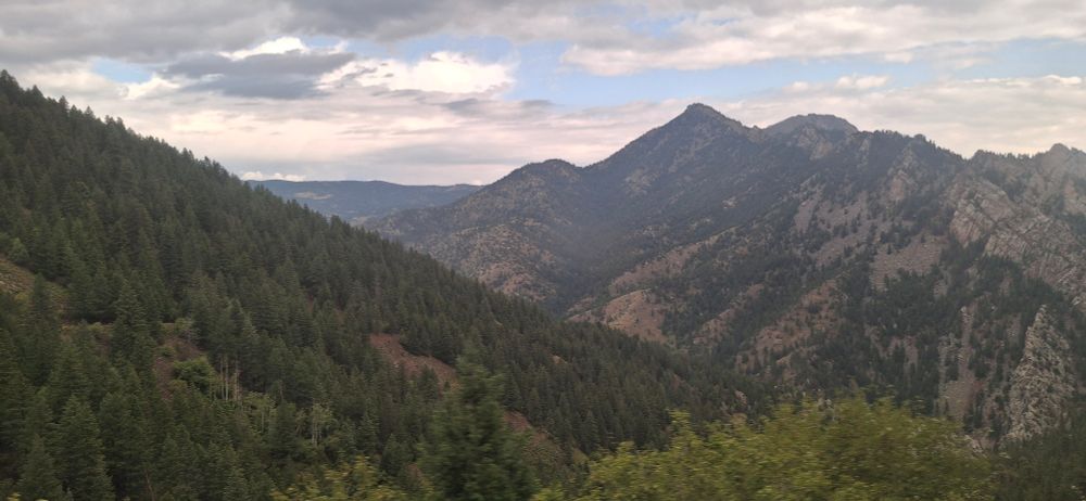Forested mountainsides in the Rocky Mountains east of the Continental Divide