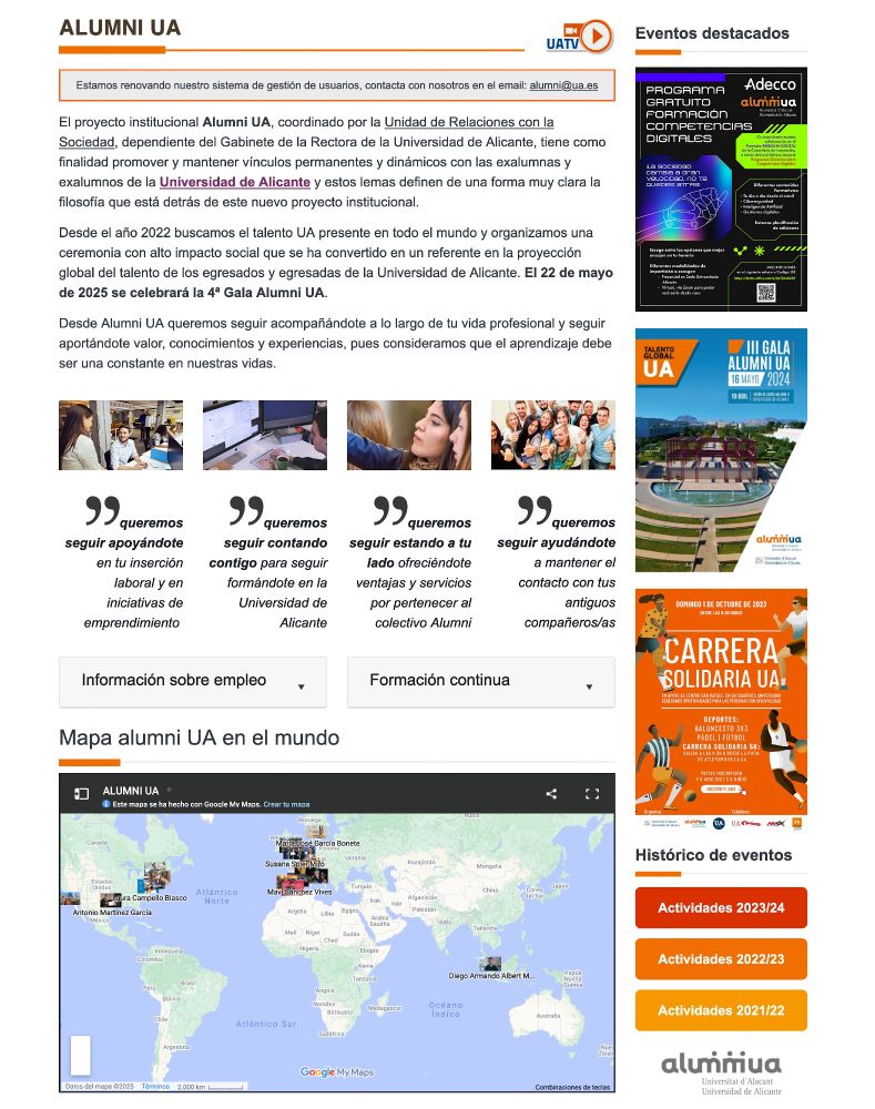 Alumni UA, Alumni Universidad de Alicante, Alumni. Proyecto alumni ua, ua alumni, gabinete de la rectora, alumni relaciones con la sociedad, universidad de alicante