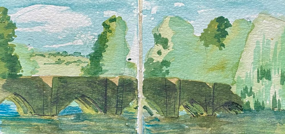 This is a watercolour sketch of Bakewell bridge