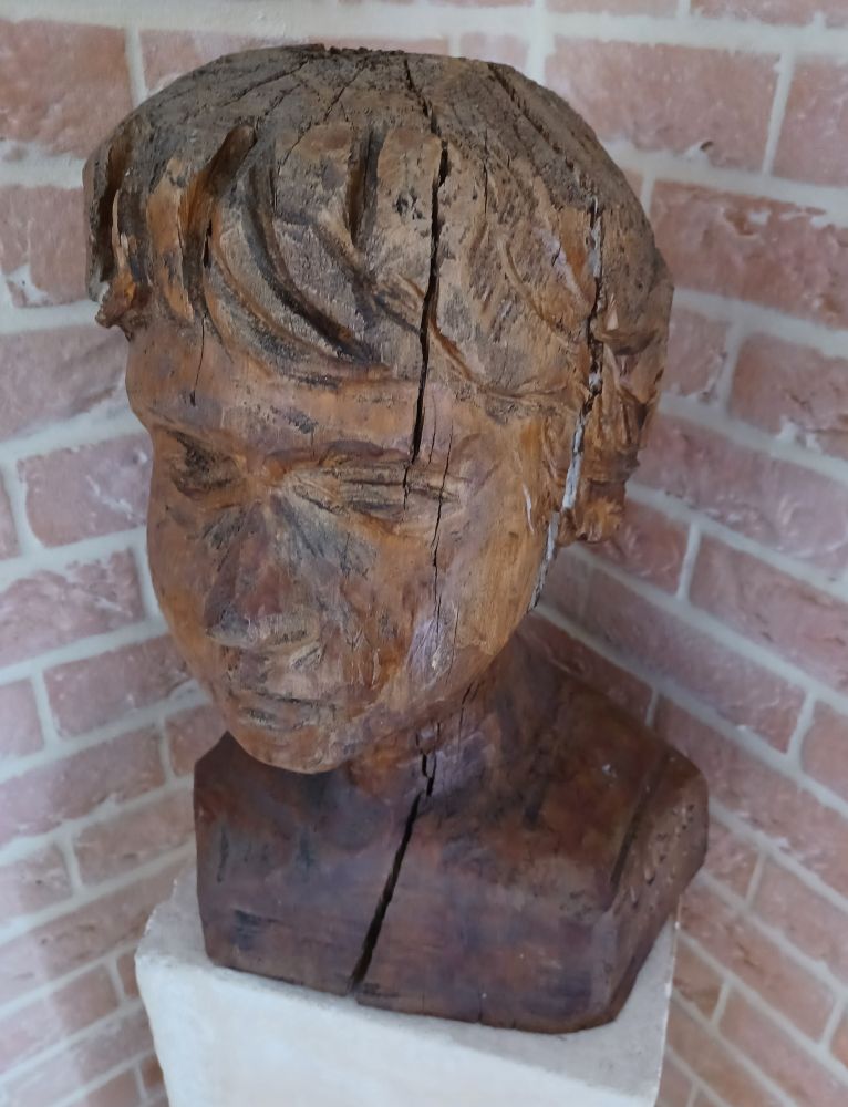 Sculpture bois, tête d'enfant