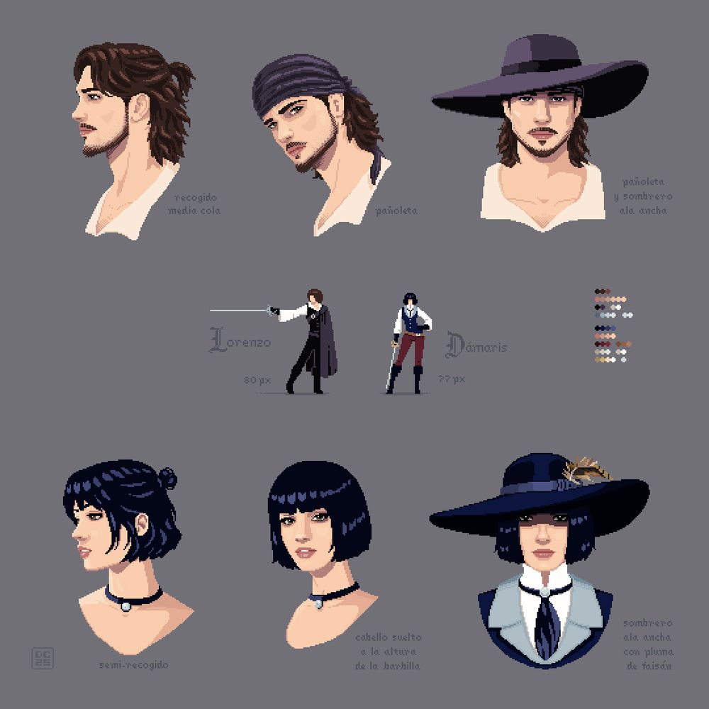 Original swordsman characters, pixel art