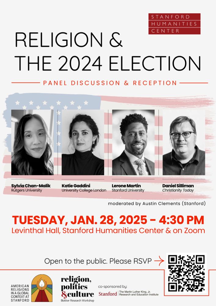 A flyer for a panel on religion and the 2024 election